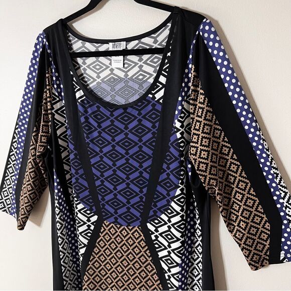 Monroe And Maine 3/4 Sleeve Geometric MIDI Dress Size Extra Large - Picture 6 of 7